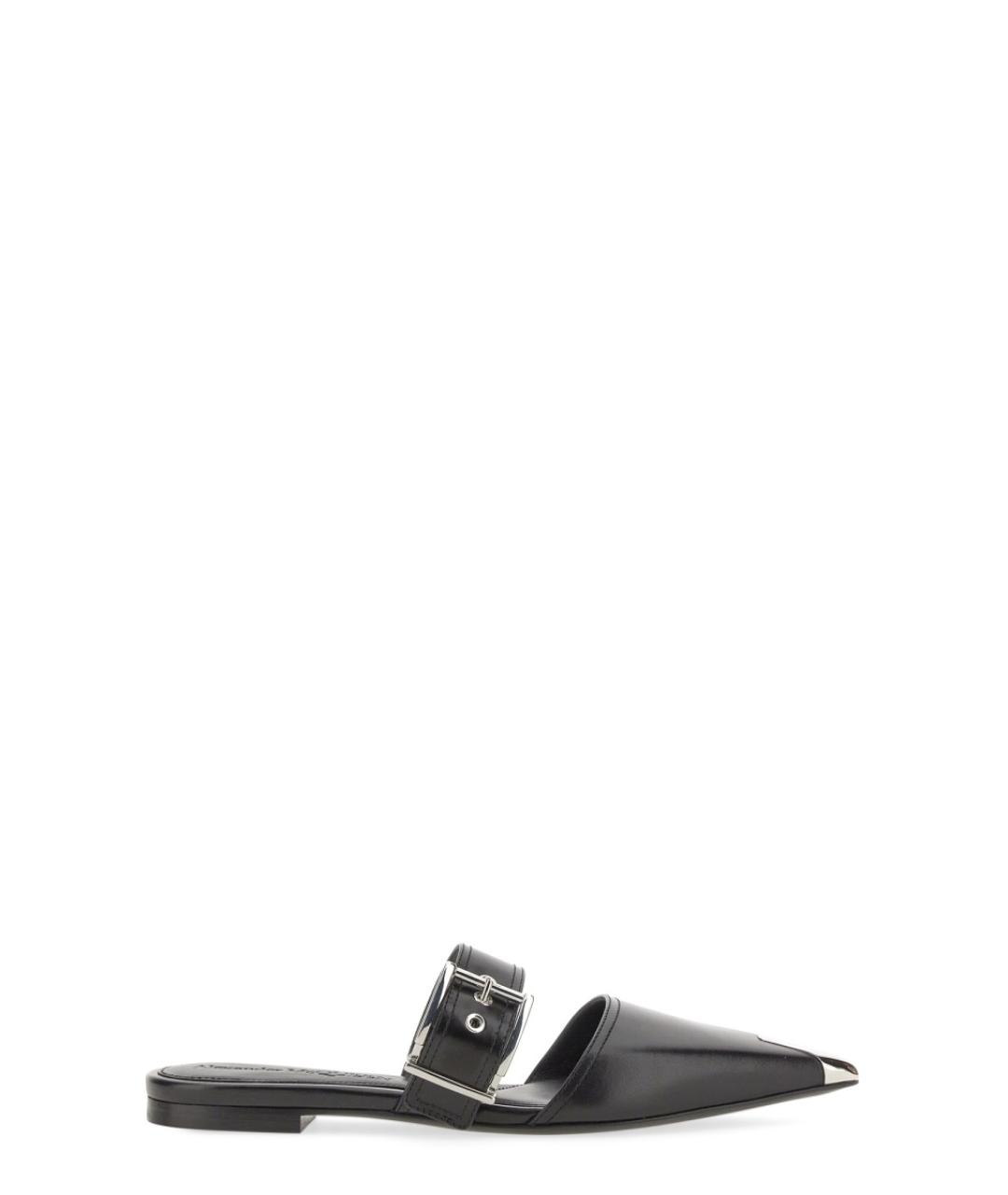 ALEXANDER MCQUEEN Черные кожаные мюли, фото 1