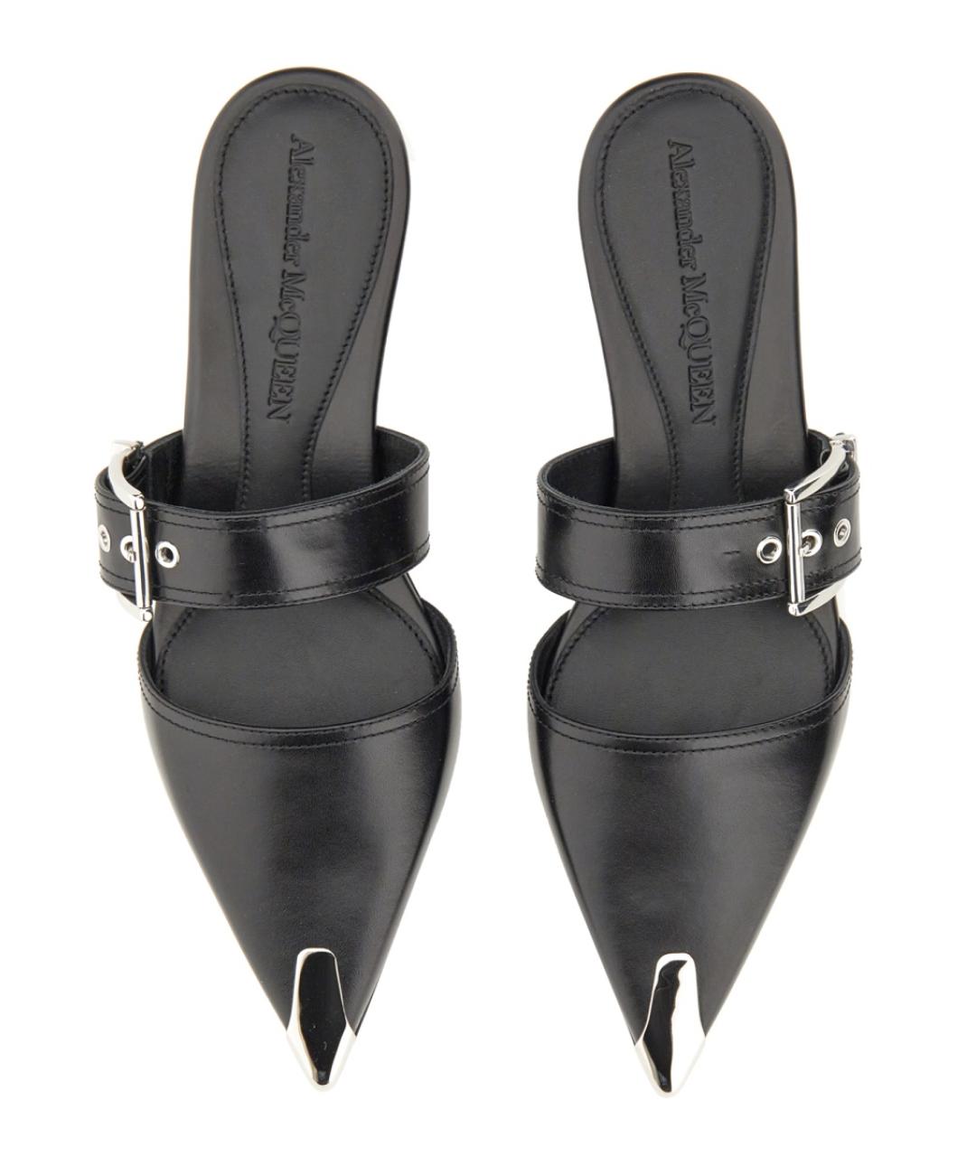 ALEXANDER MCQUEEN Черные кожаные мюли, фото 2