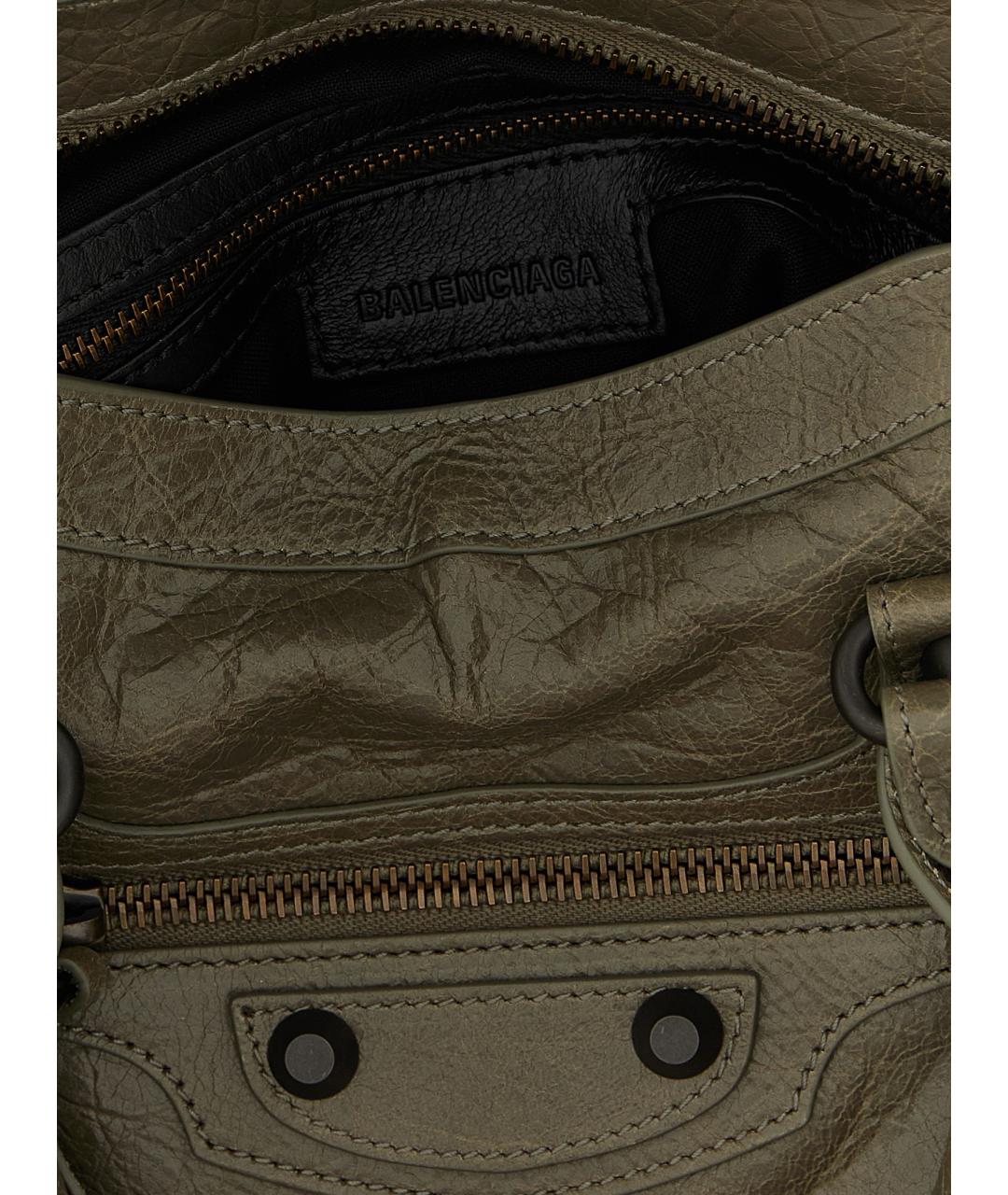 BALENCIAGA Зеленая кожаная сумка тоут, фото 4