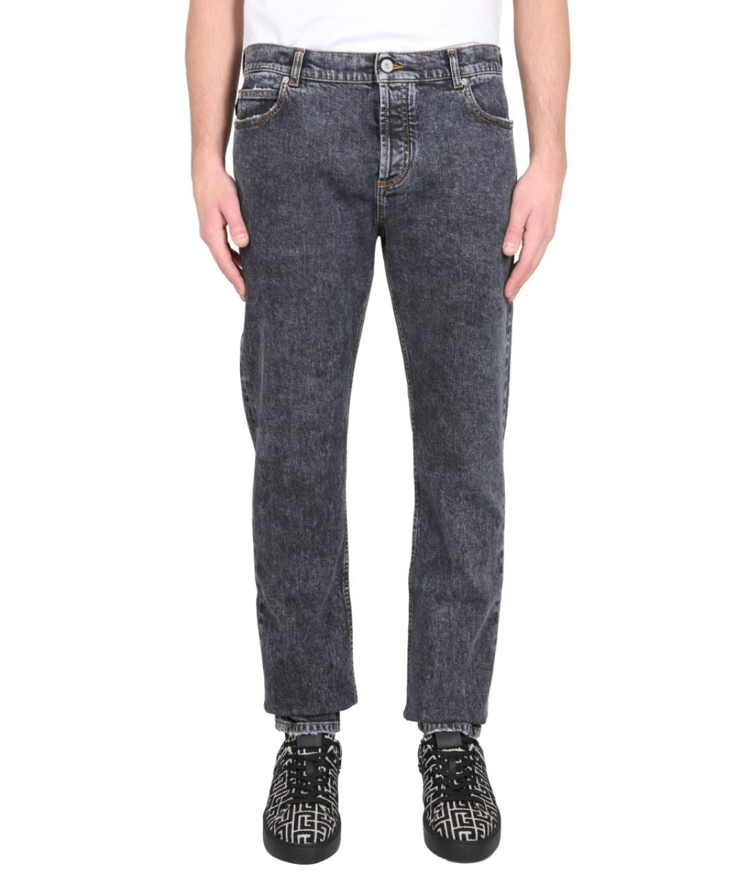 BALMAIN Черные хлопковые прямые джинсы, фото 2