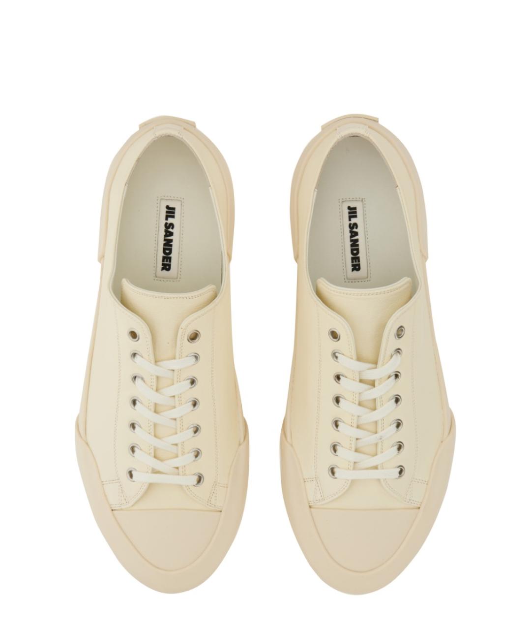 JIL SANDER Бежевые кожаные низкие кроссовки / кеды, фото 2