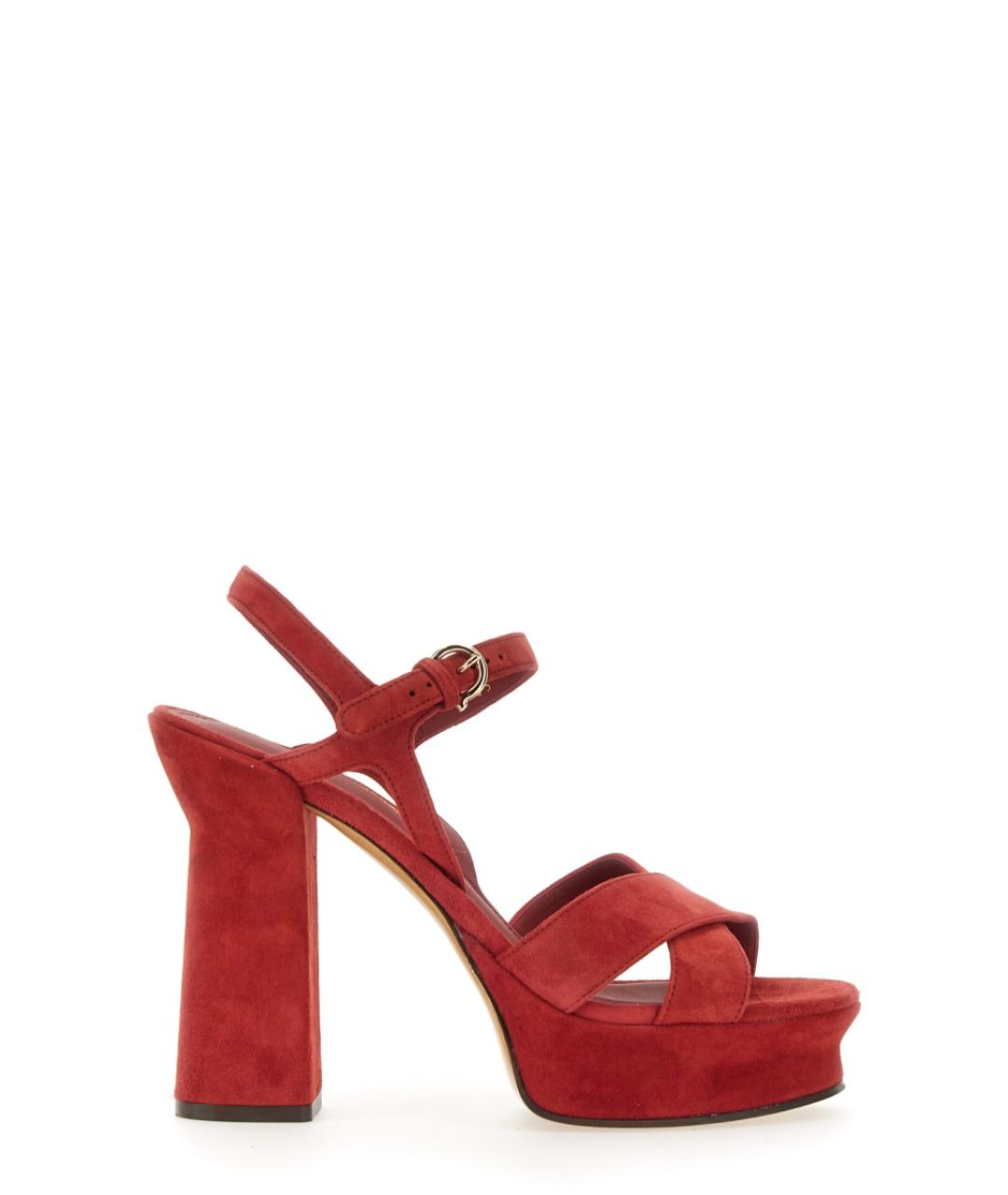 FERRAGAMO Красные замшевые сандалии, фото 1