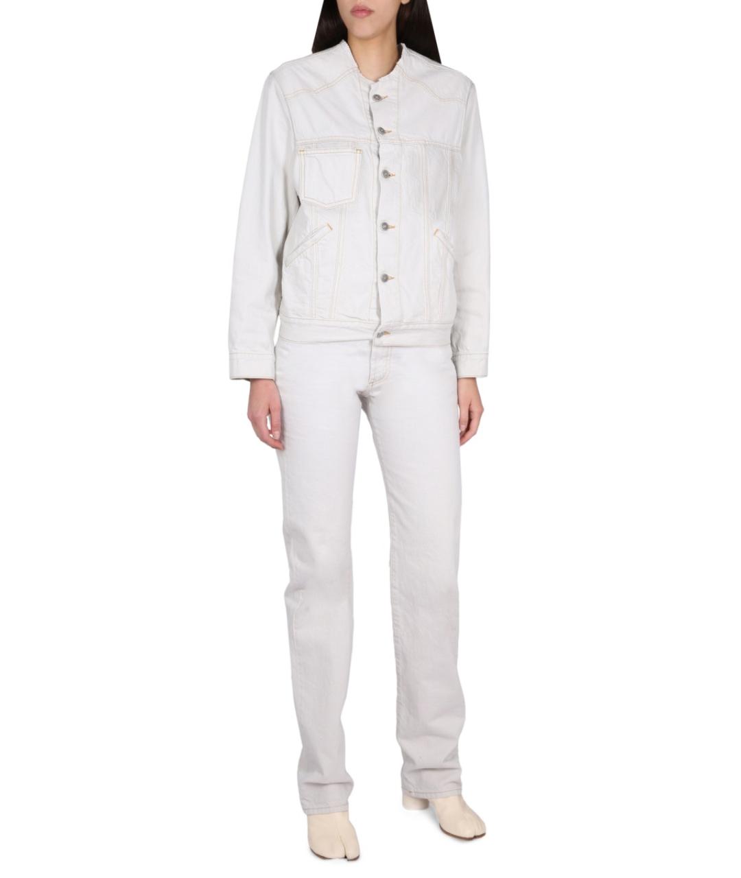 MAISON MARGIELA Белые хлопковые прямые джинсы, фото 3
