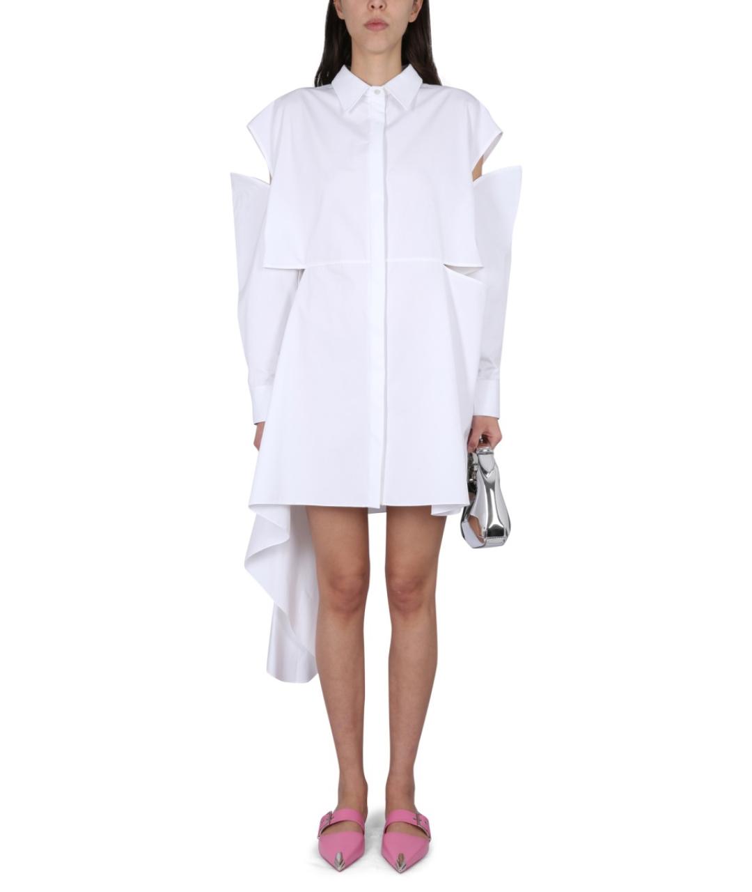 ALEXANDER MCQUEEN Белое хлопковое повседневное платье, фото 3