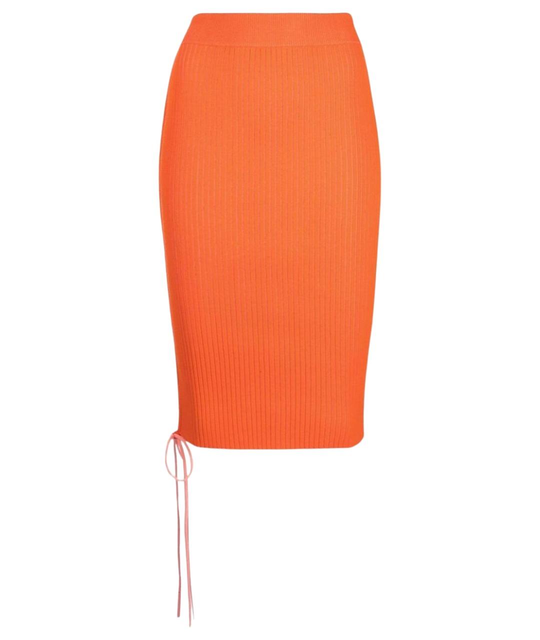 OFF-WHITE Оранжевая вискозная юбка миди, фото 1