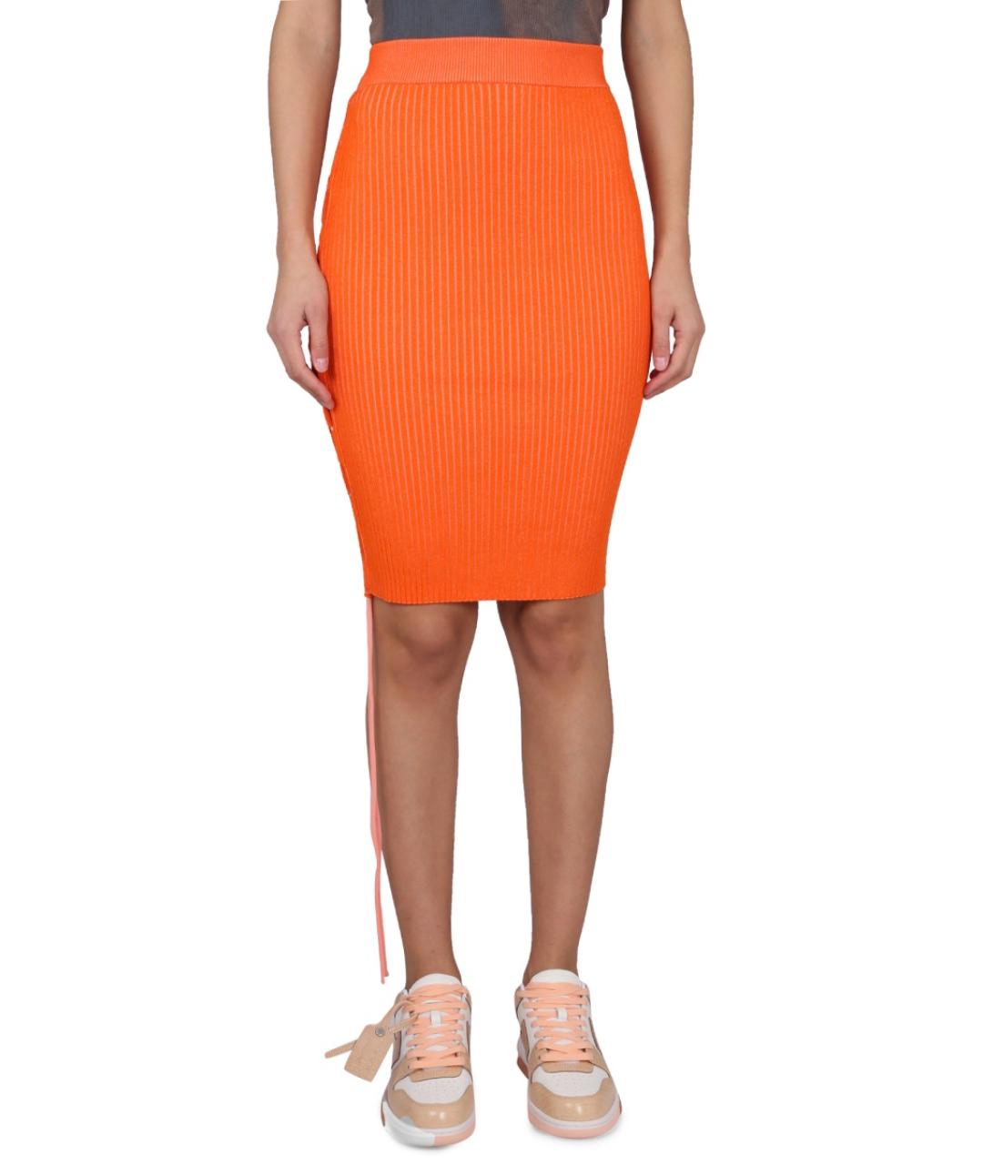 OFF-WHITE Оранжевая вискозная юбка миди, фото 2
