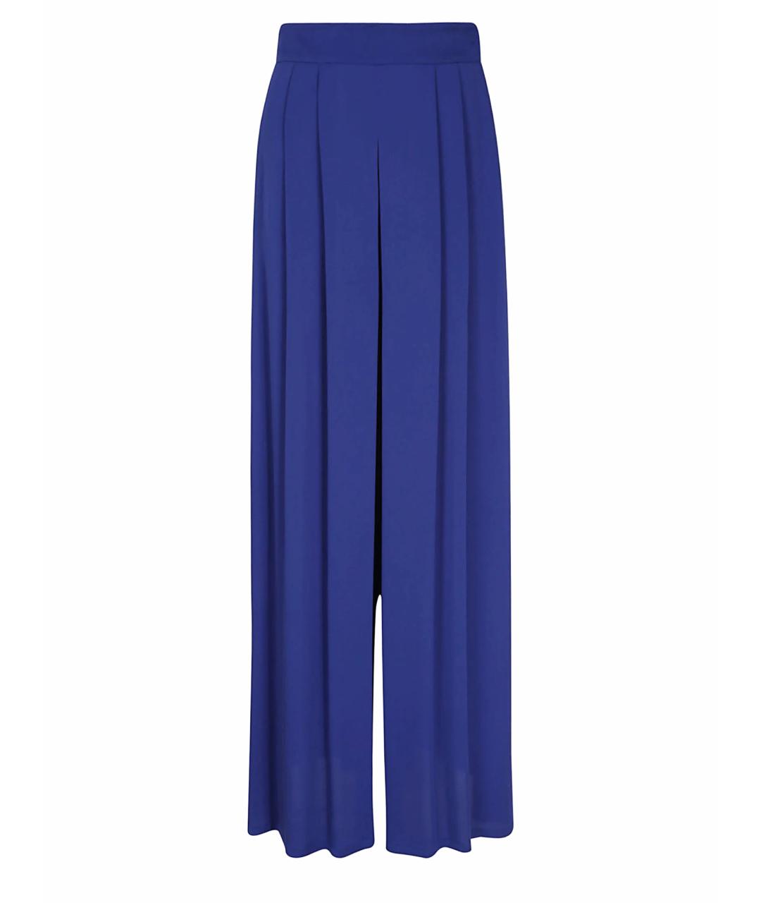 MAX MARA Синие шелковые прямые брюки, фото 1