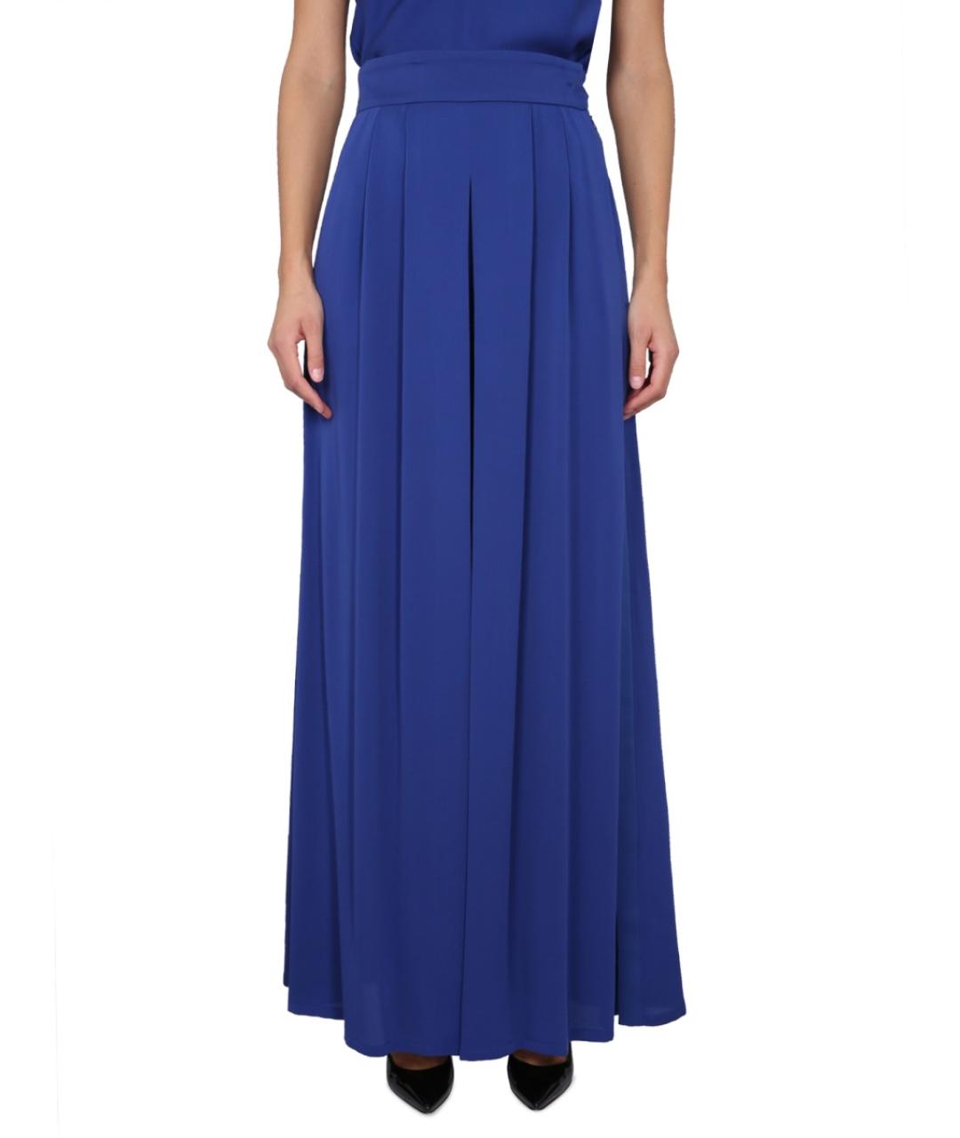 MAX MARA Синие шелковые прямые брюки, фото 2