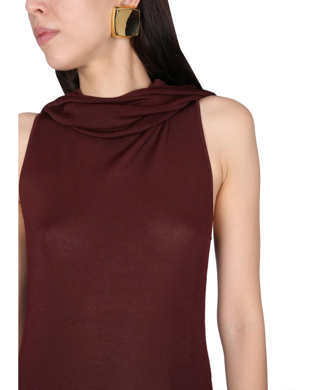SAINT LAURENT Бордовое вискозное вечернее платье, фото 5