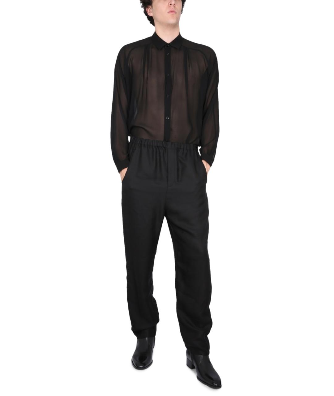 SAINT LAURENT Черные вискозные повседневные брюки, фото 3