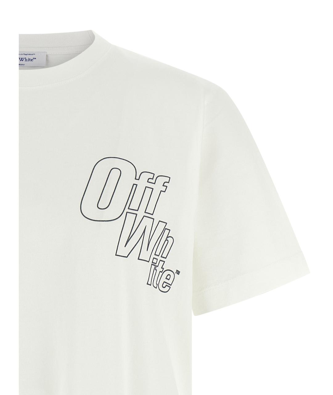 OFF-WHITE Белая хлопковая футболка, фото 3