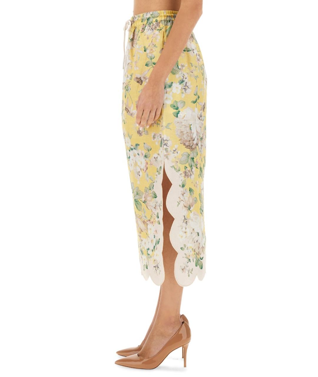 ZIMMERMANN Мульти льняная юбка миди, фото 5