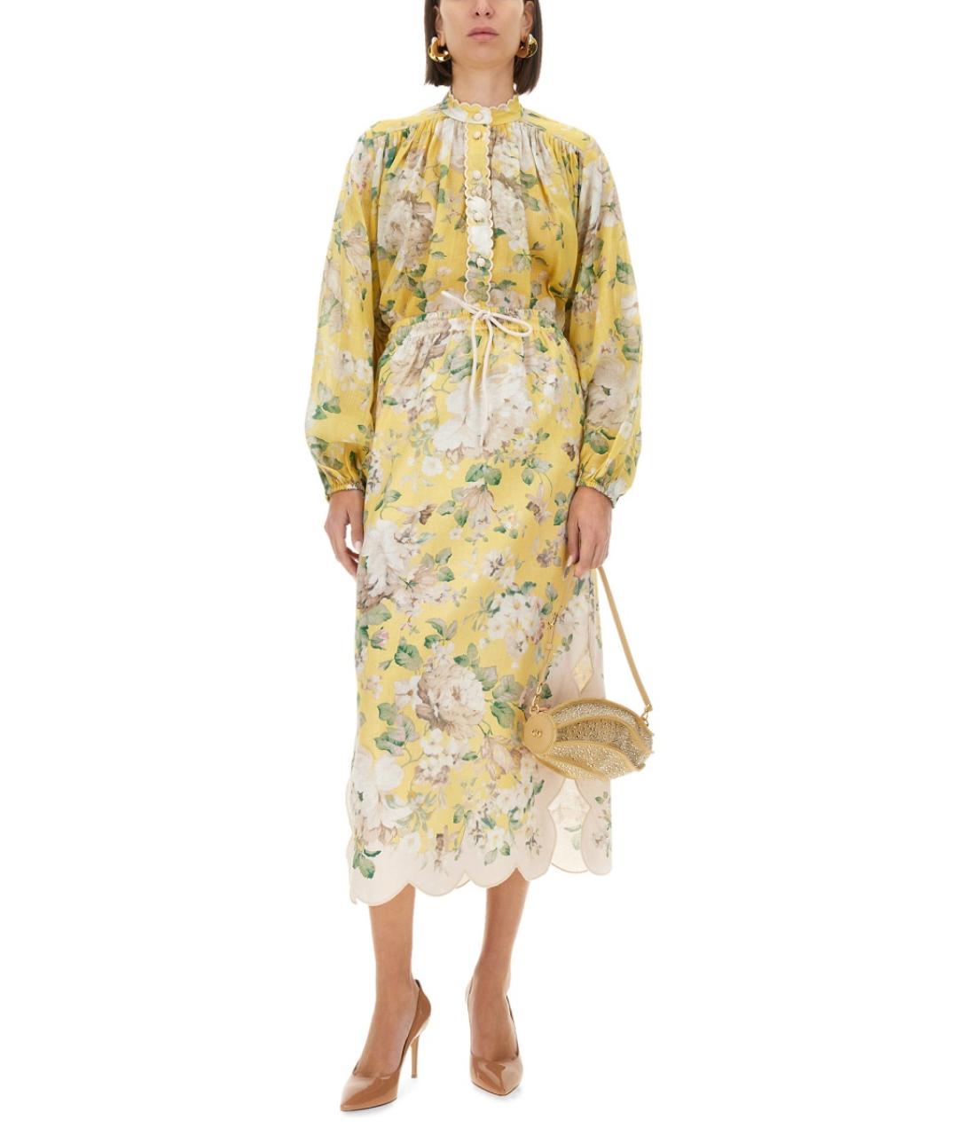 ZIMMERMANN Мульти льняная юбка миди, фото 3