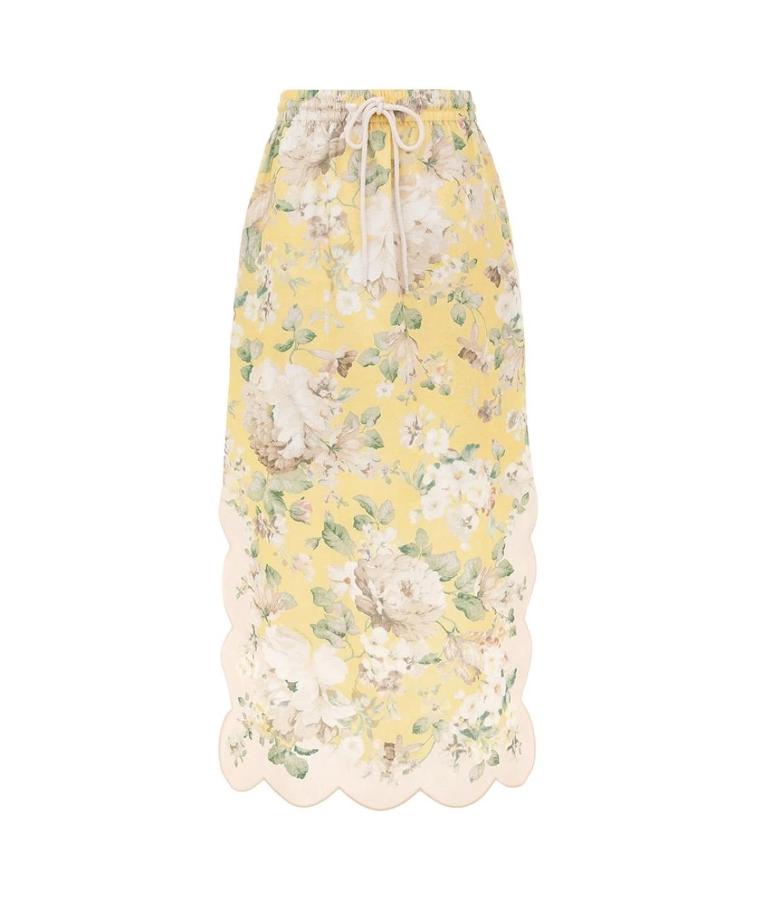 ZIMMERMANN Мульти льняная юбка миди, фото 1