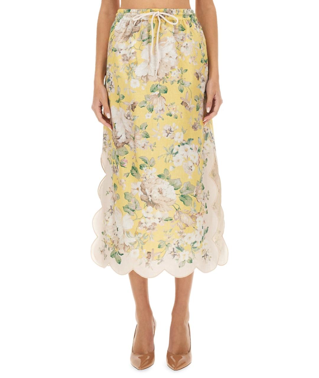 ZIMMERMANN Мульти льняная юбка миди, фото 2