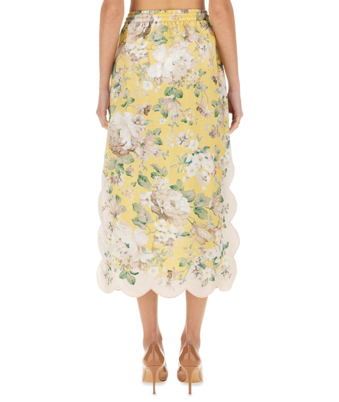 ZIMMERMANN Мульти льняная юбка миди, фото 4