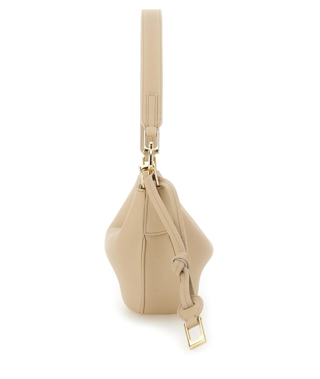 FERRAGAMO Бежевая кожаная сумка через плечо, фото 4