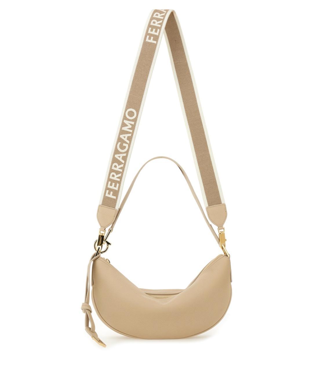 FERRAGAMO Бежевая кожаная сумка через плечо, фото 2