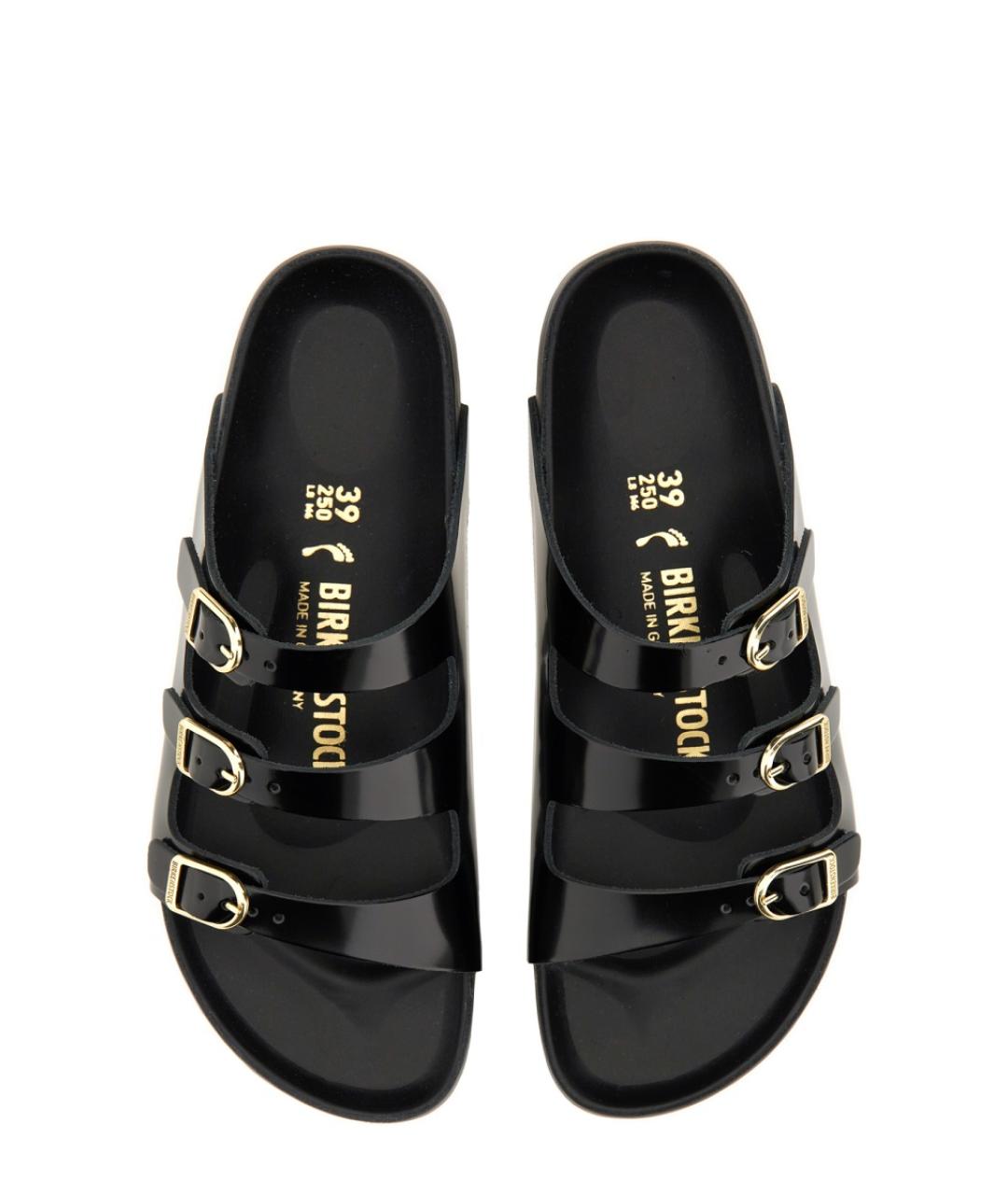 BIRKENSTOCK Черные кожаные шлепанцы, фото 6