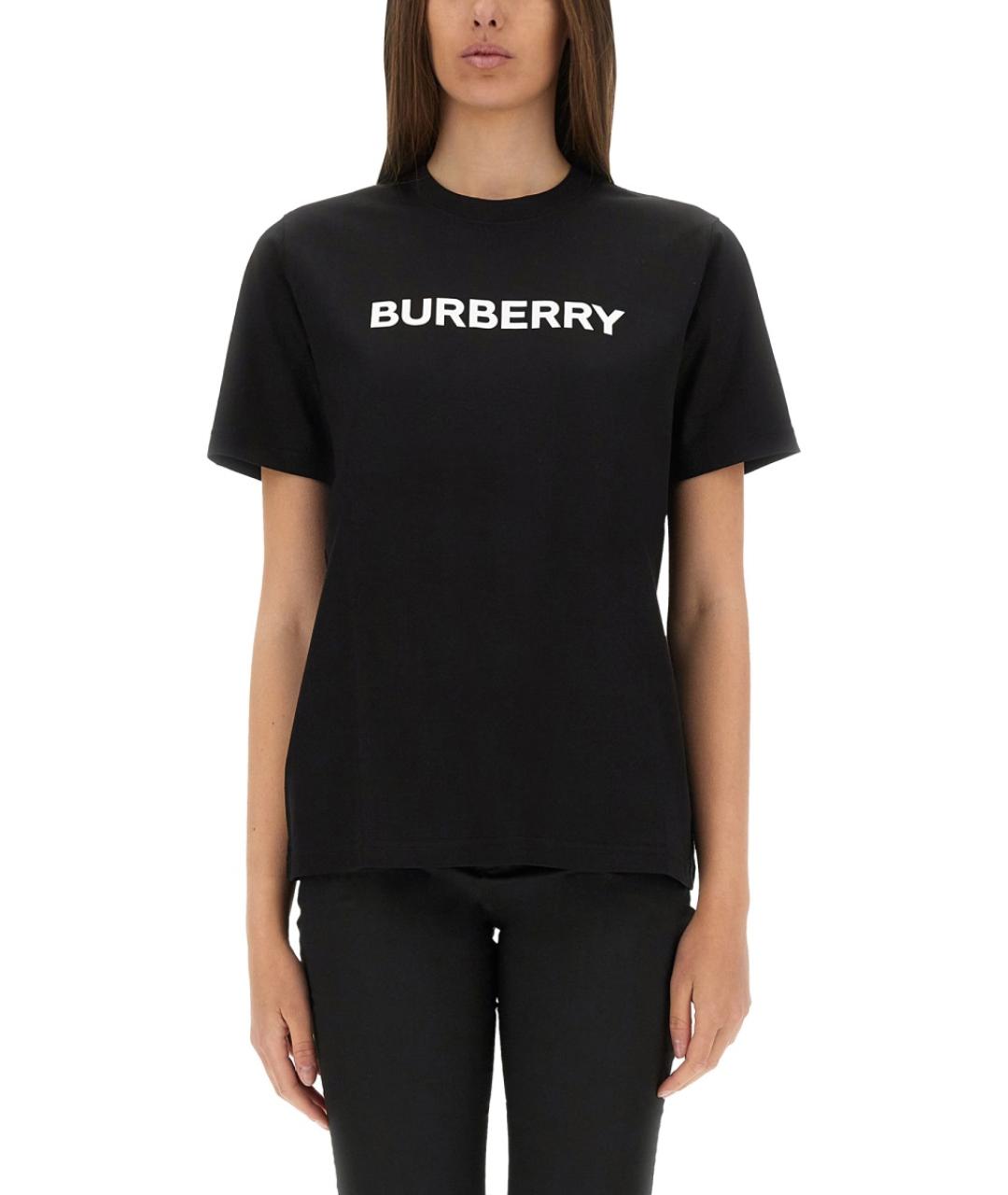 BURBERRY Черная хлопковая футболка, фото 2