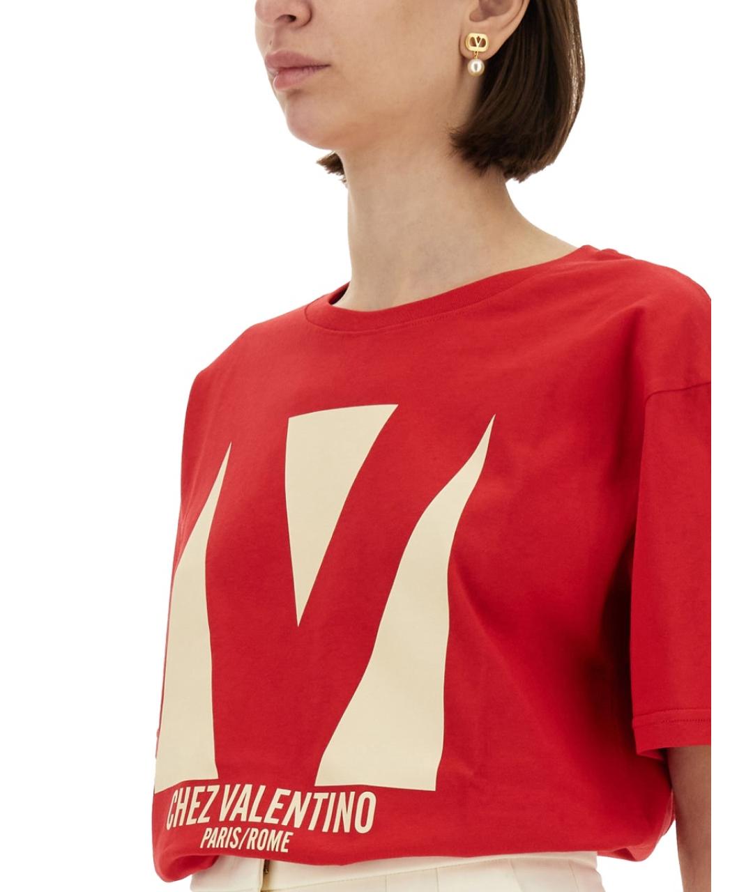 VALENTINO Красная хлопковая футболка, фото 5