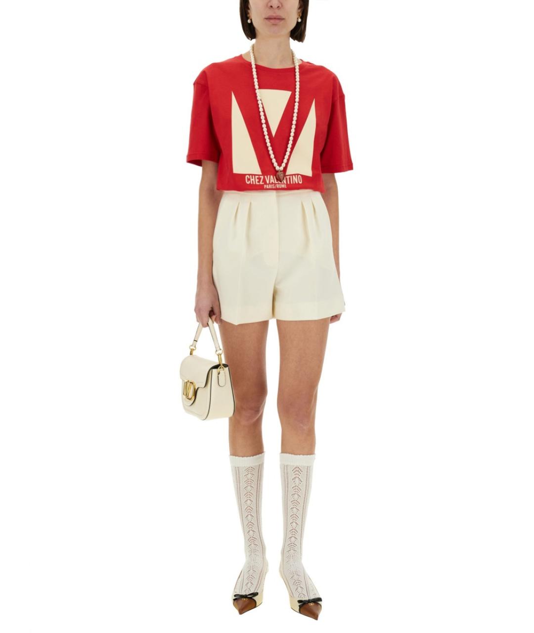 VALENTINO Красная хлопковая футболка, фото 3