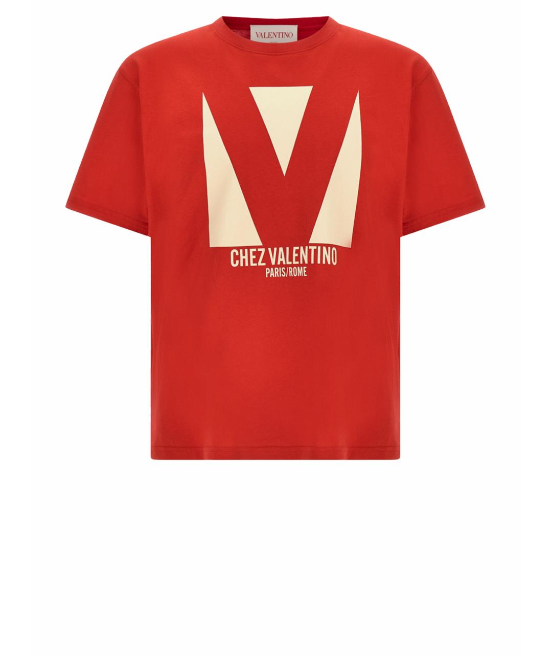 VALENTINO Красная хлопковая футболка, фото 1