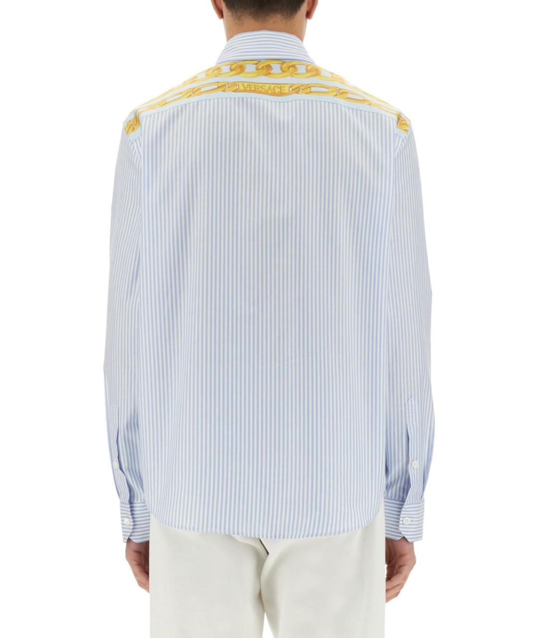 VERSACE Голубая хлопковая кэжуал рубашка, фото 4