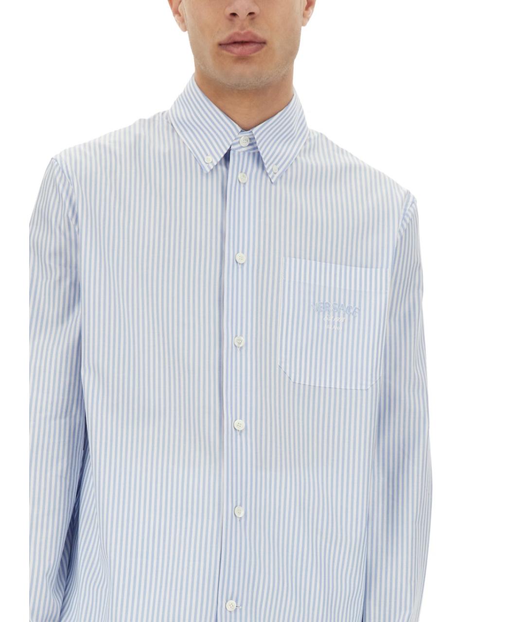 VERSACE Голубая хлопковая кэжуал рубашка, фото 5