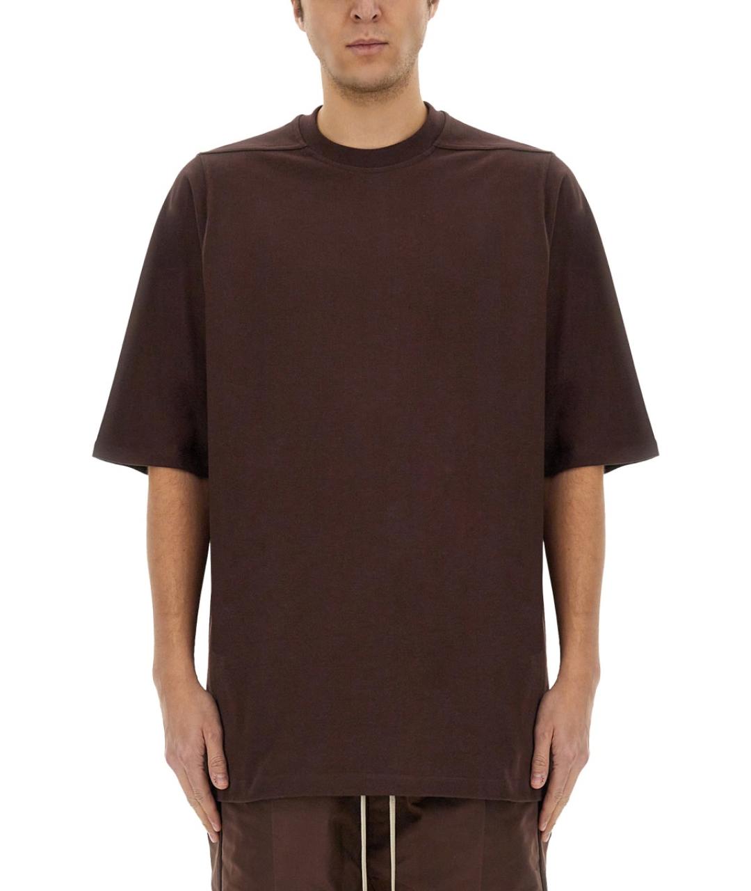 RICK OWENS Коричневая хлопковая футболка, фото 5