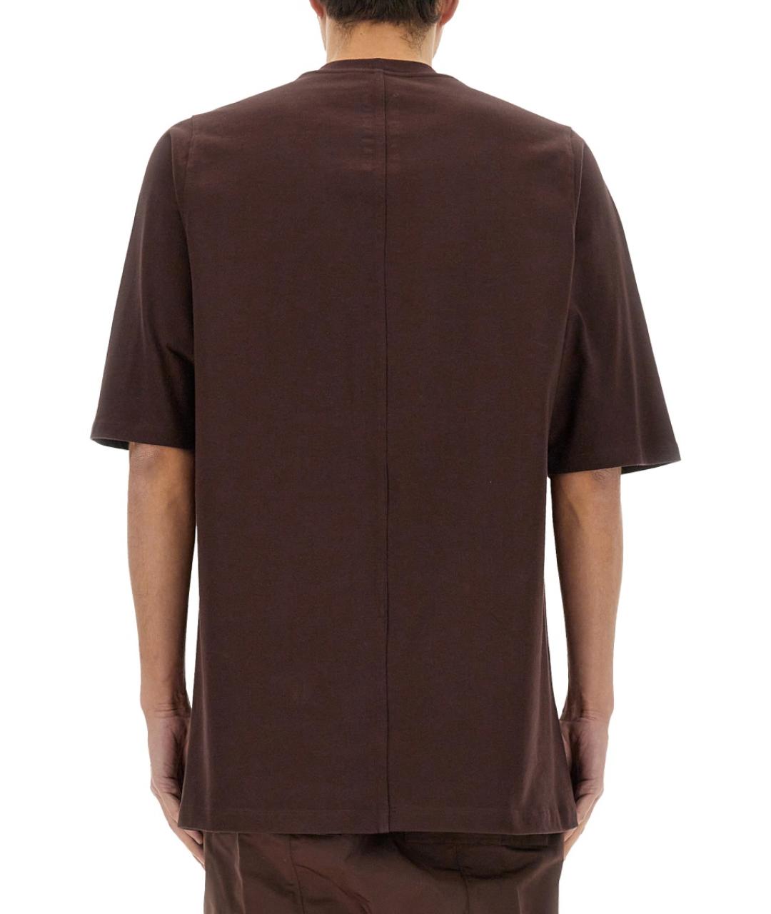 RICK OWENS Коричневая хлопковая футболка, фото 3