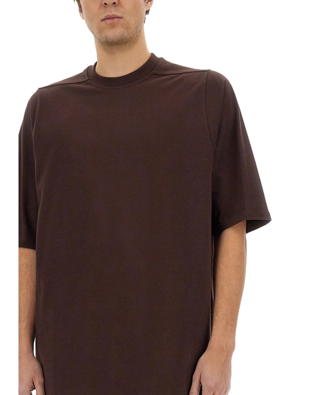 RICK OWENS Коричневая хлопковая футболка, фото 4
