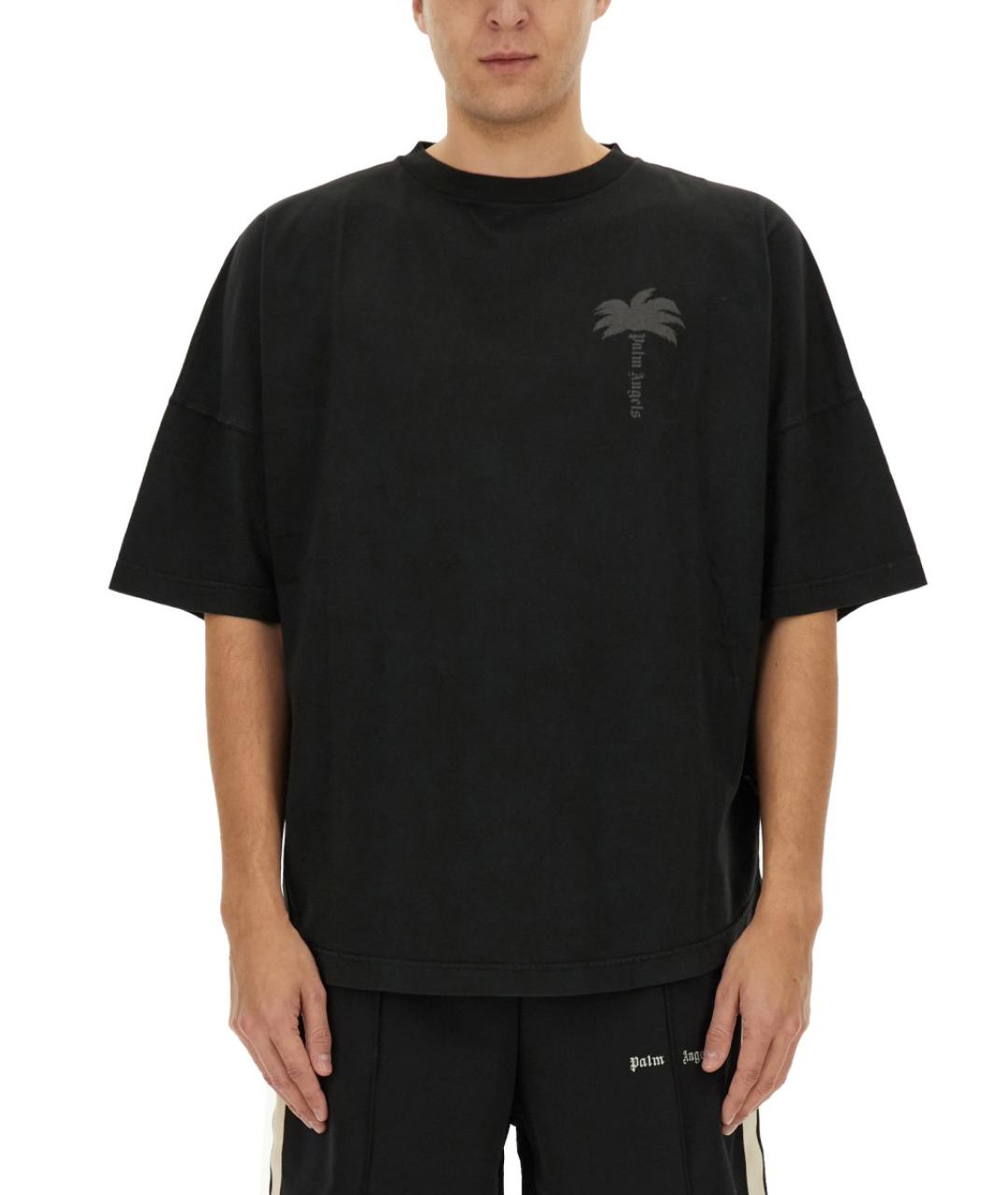 PALM ANGELS Черная хлопковая футболка, фото 2