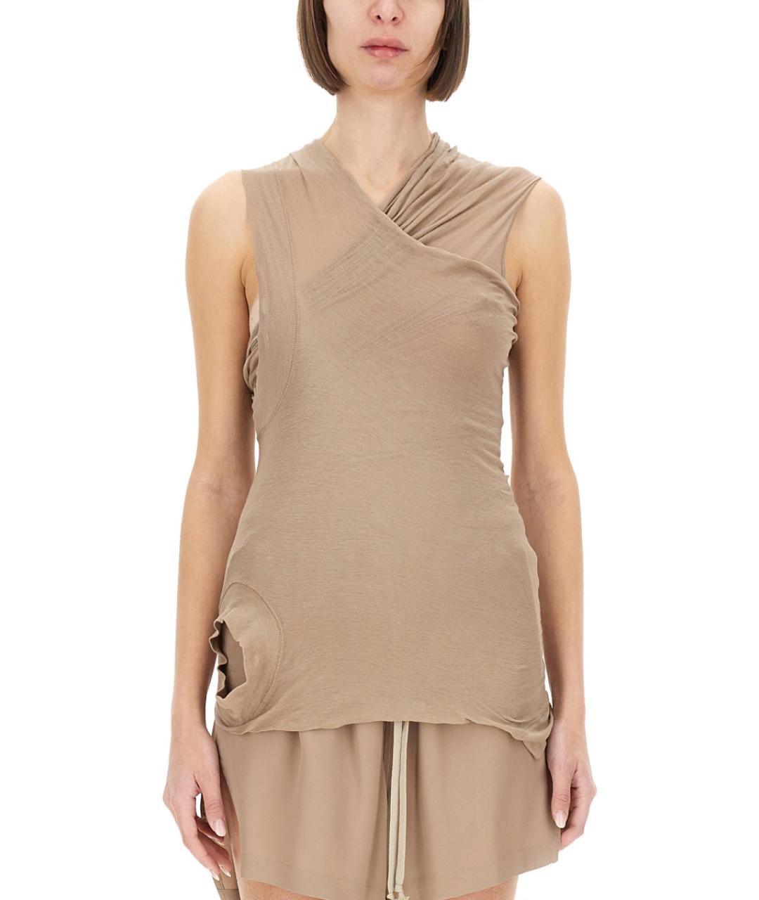 RICK OWENS Бежевая хлопковая майка, фото 2