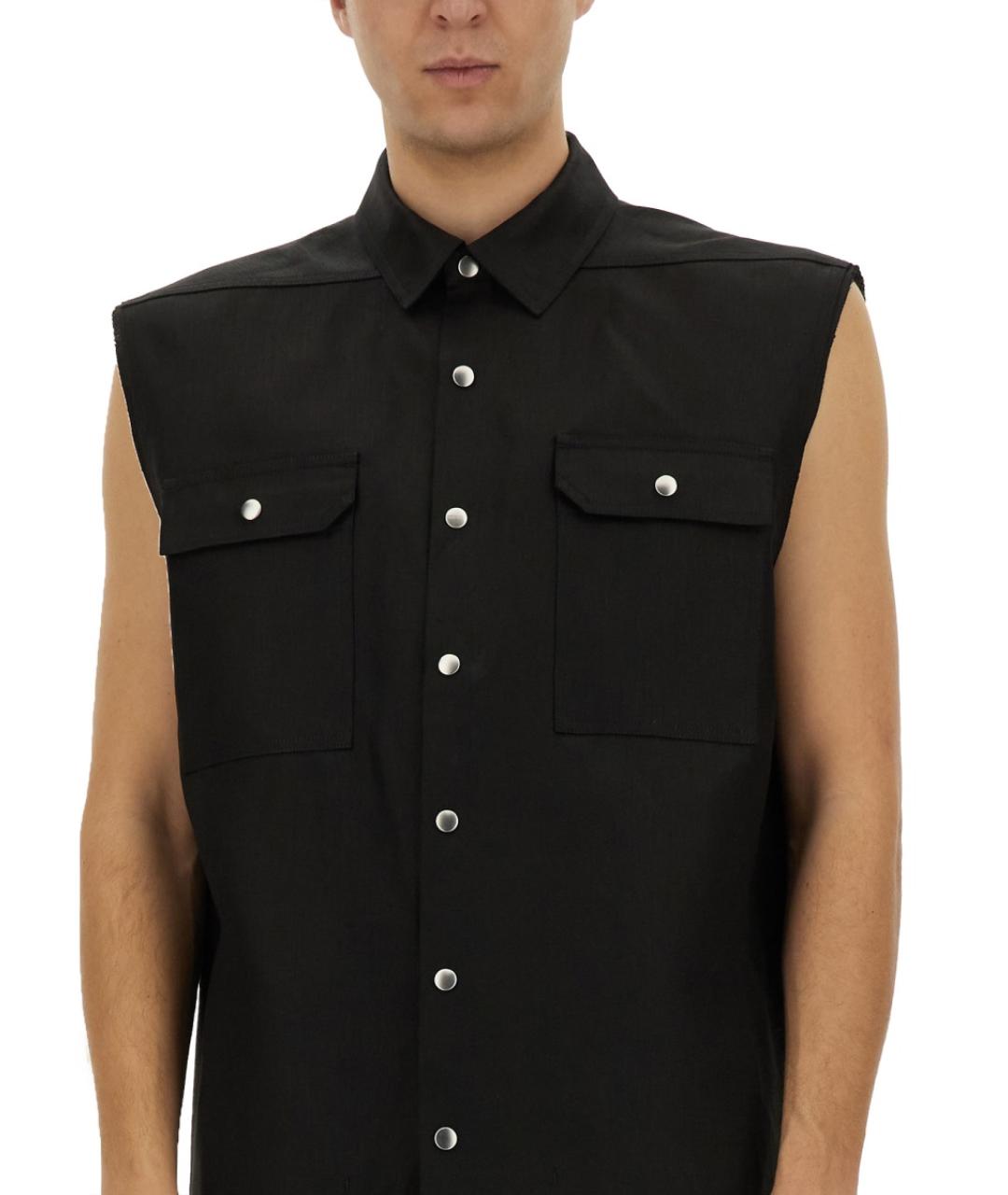 RICK OWENS Черный льняной жилет, фото 5