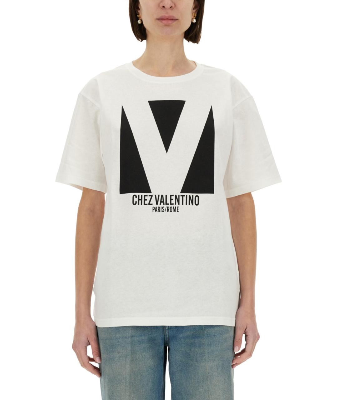 VALENTINO Белая хлопковая футболка, фото 2