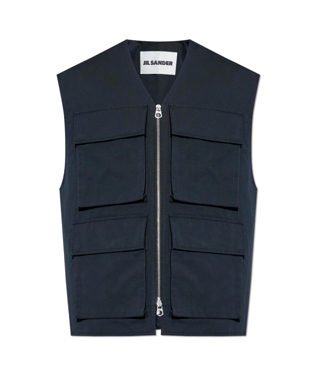 JIL SANDER Черный хлопковый жилет, фото 1