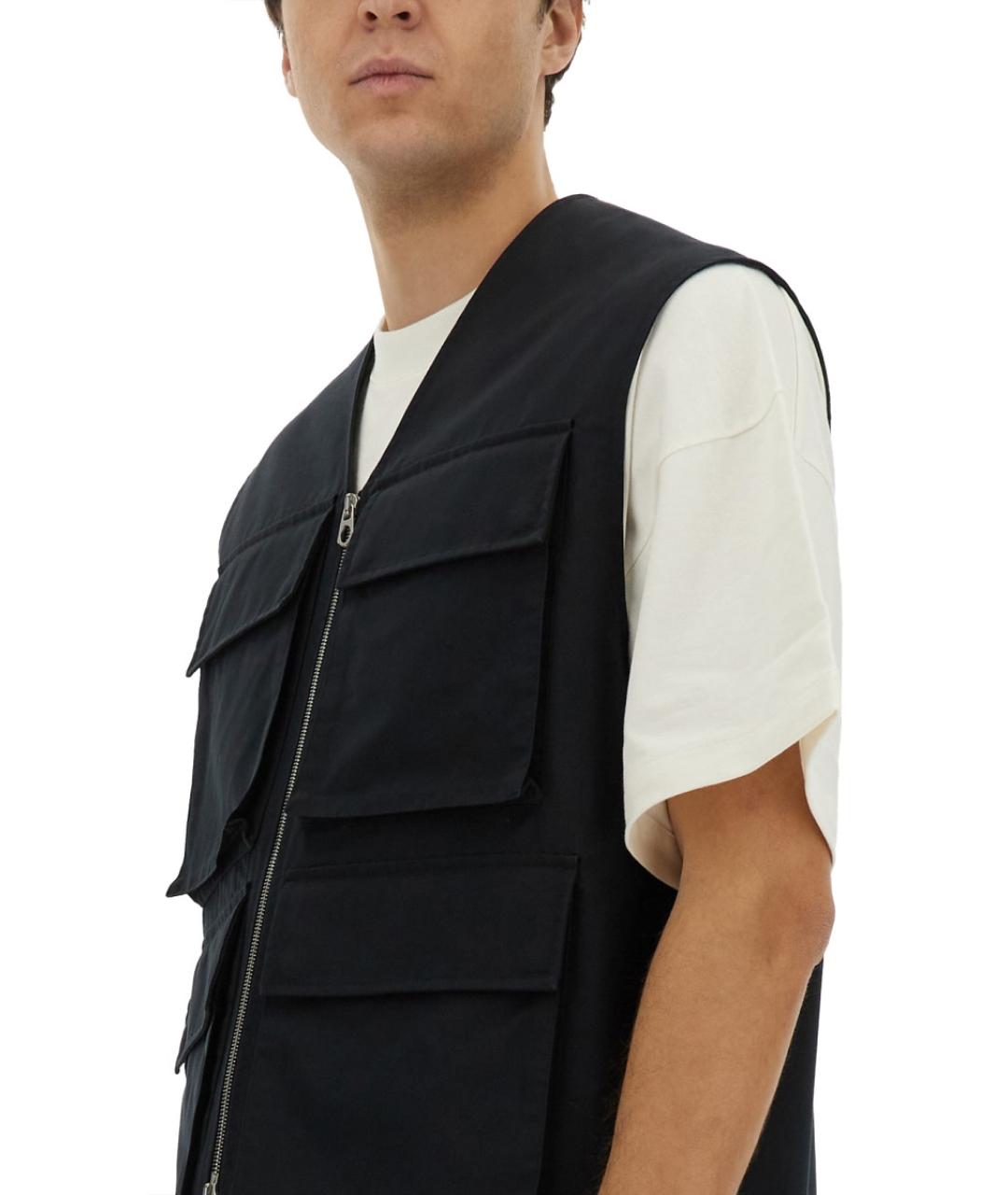 JIL SANDER Черный хлопковый жилет, фото 5