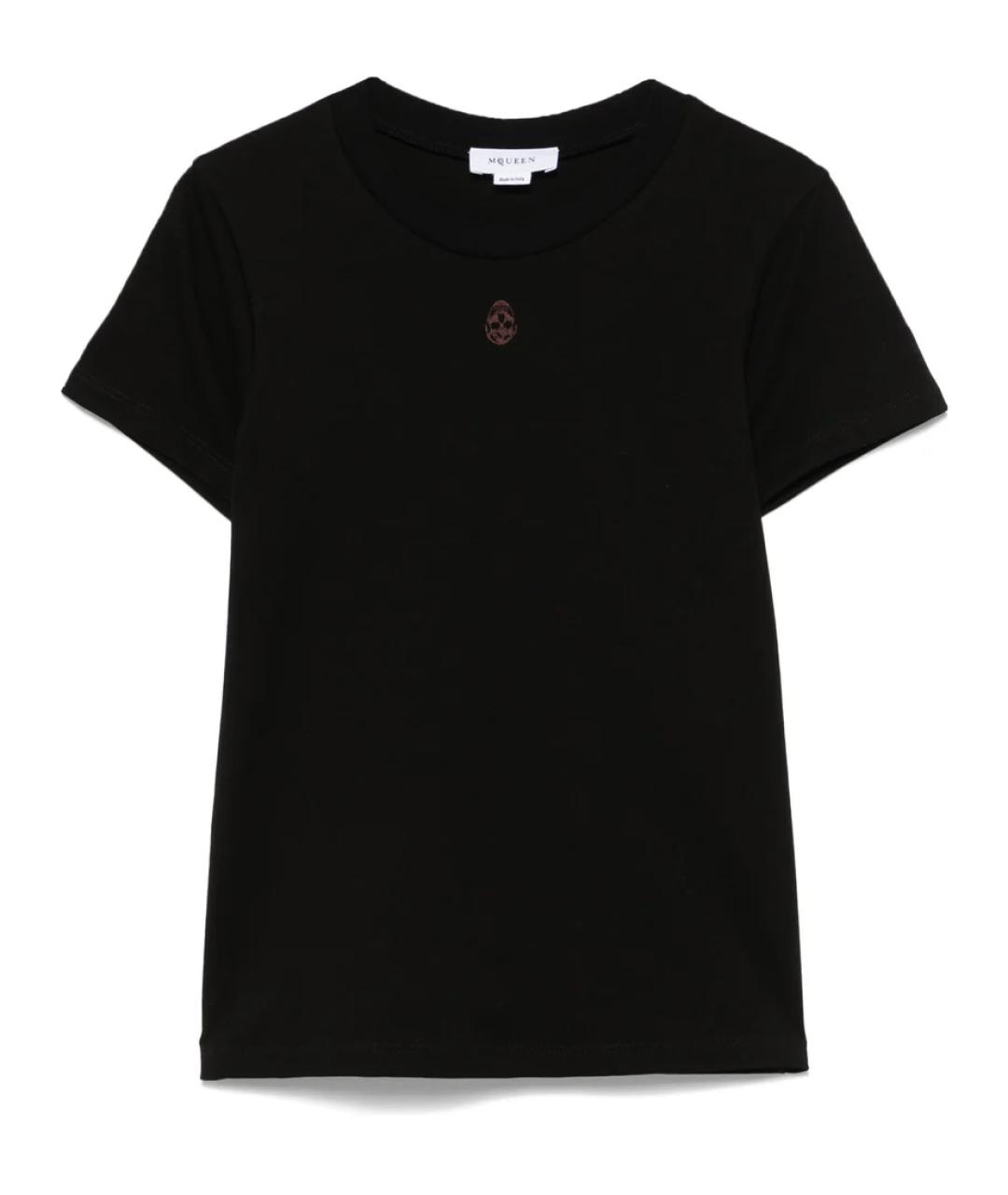ALEXANDER MCQUEEN Черная хлопковая футболка, фото 1