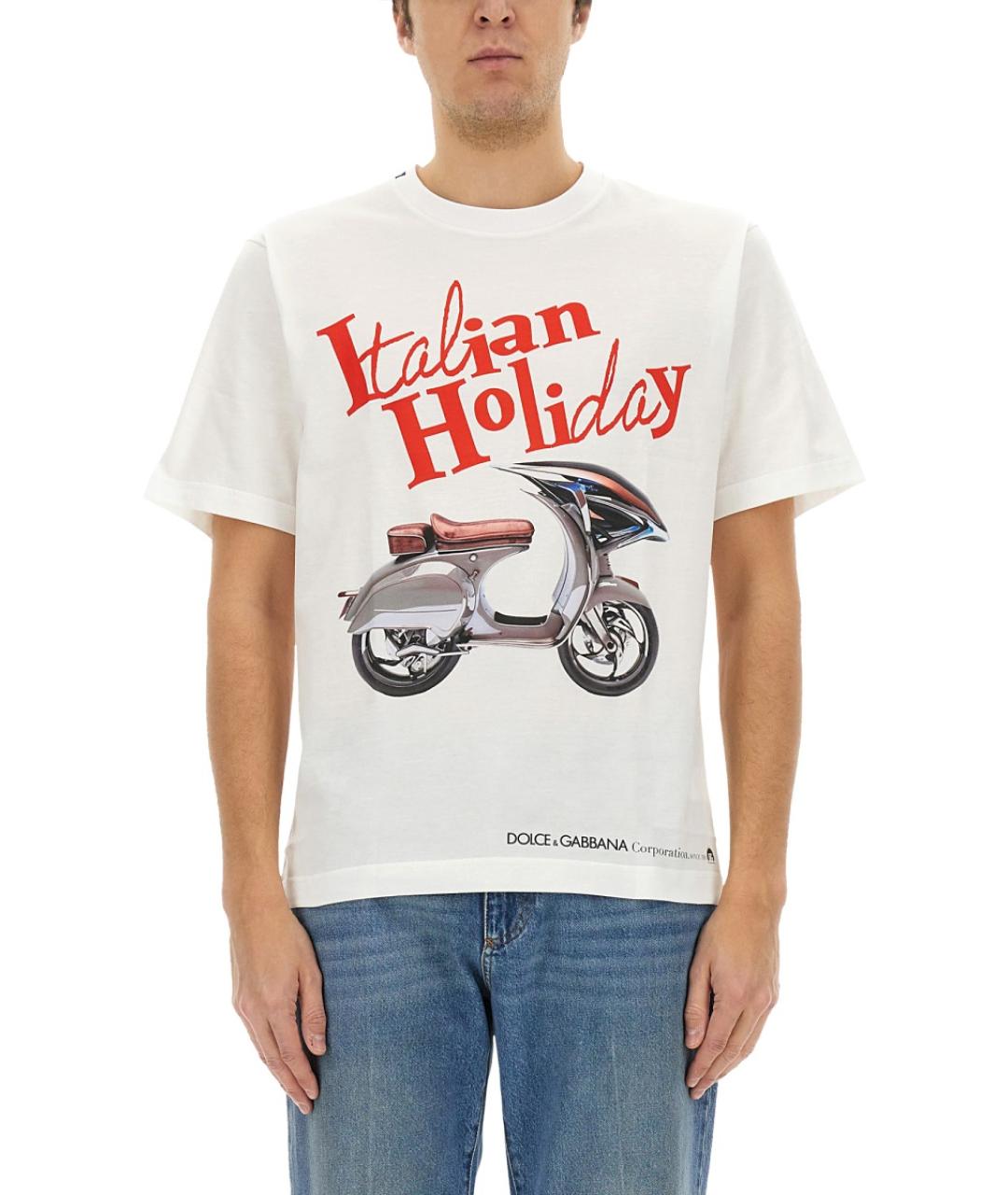 DOLCE&GABBANA Белая хлопковая футболка, фото 2