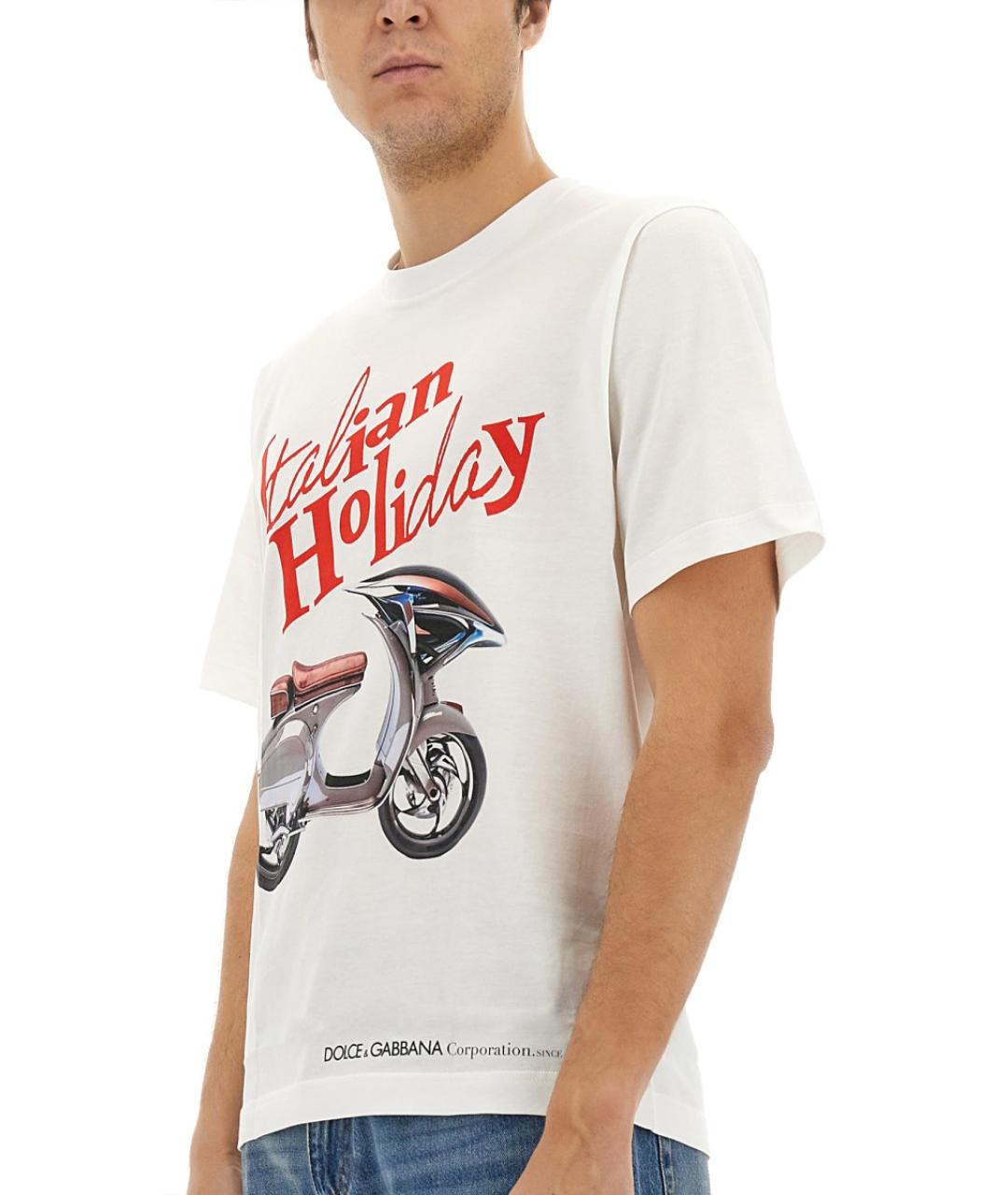 DOLCE&GABBANA Белая хлопковая футболка, фото 3