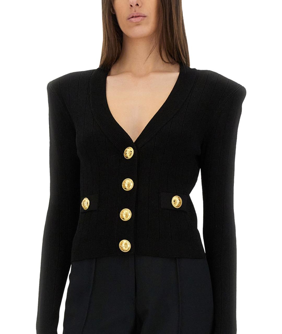 BALMAIN Черный хлопковый кардиган, фото 5