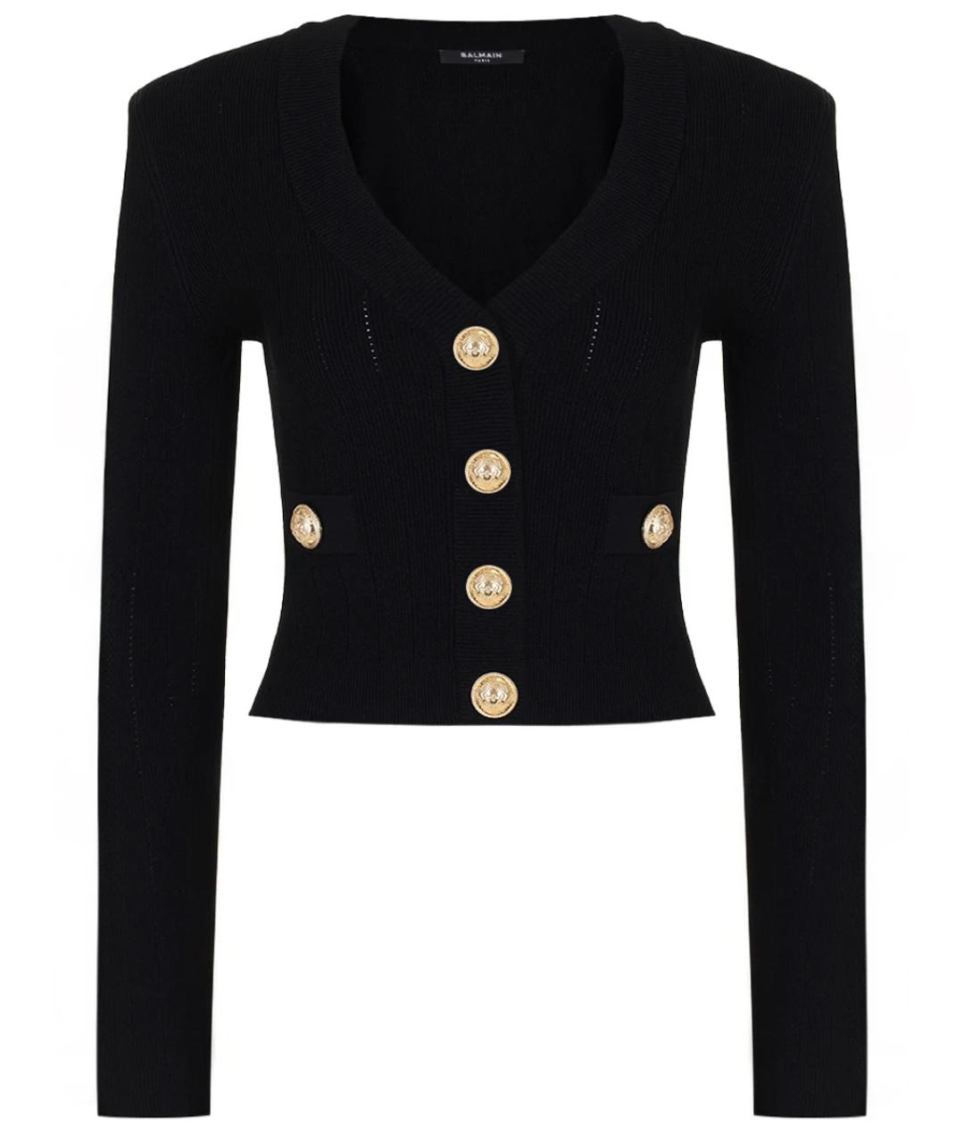 BALMAIN Черный хлопковый кардиган, фото 1
