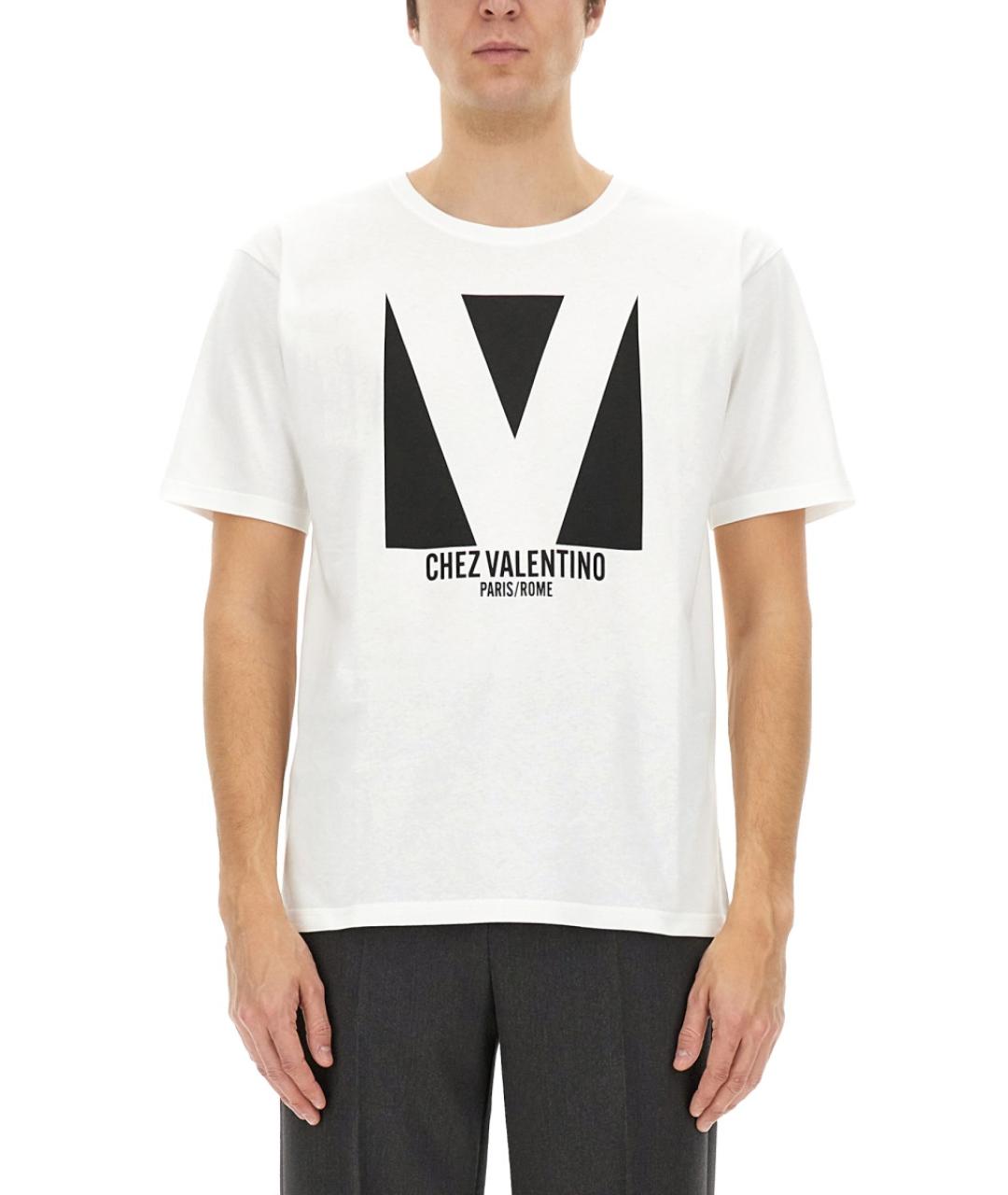 VALENTINO Белая хлопковая футболка, фото 2