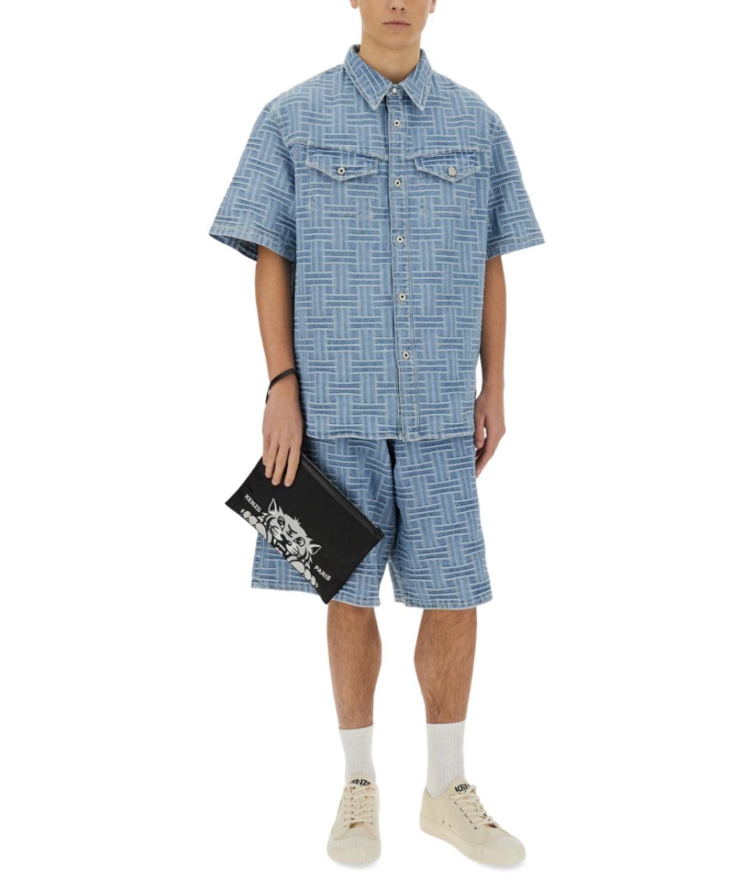 KENZO Синяя хлопковая кэжуал рубашка, фото 3