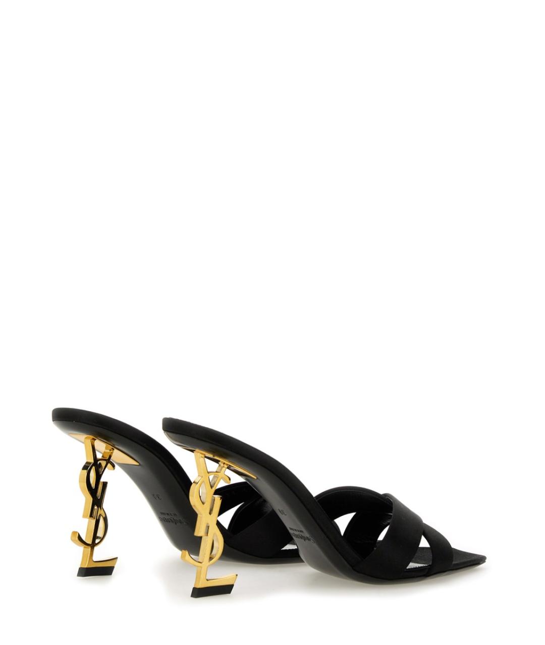 SAINT LAURENT Черные текстильные мюли, фото 6