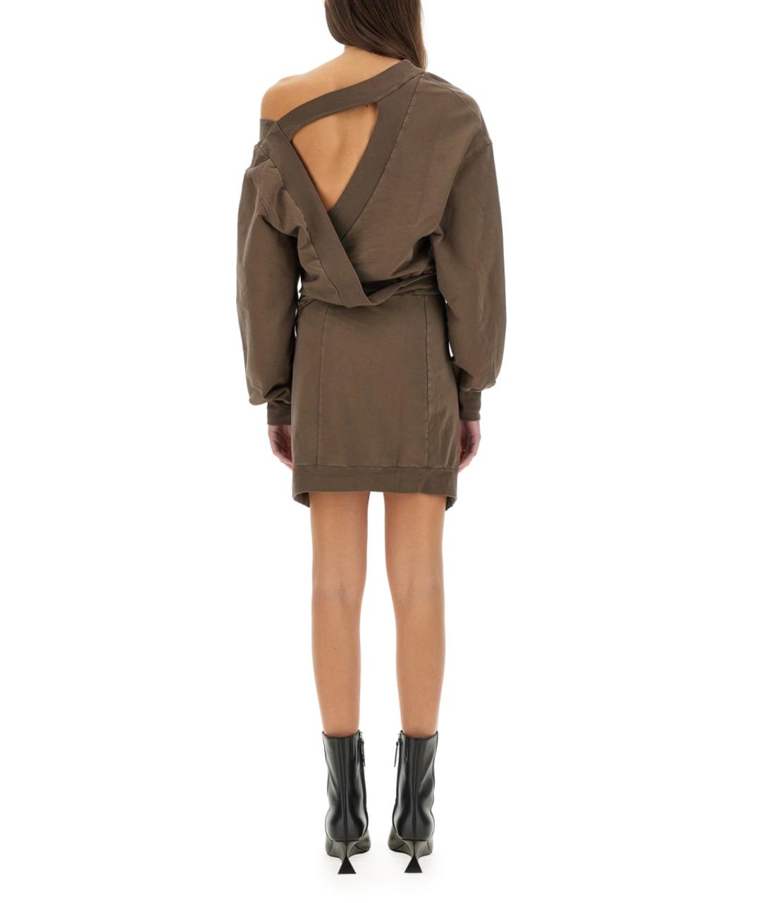 THE ATTICO Коричневое хлопковое повседневное платье, фото 4