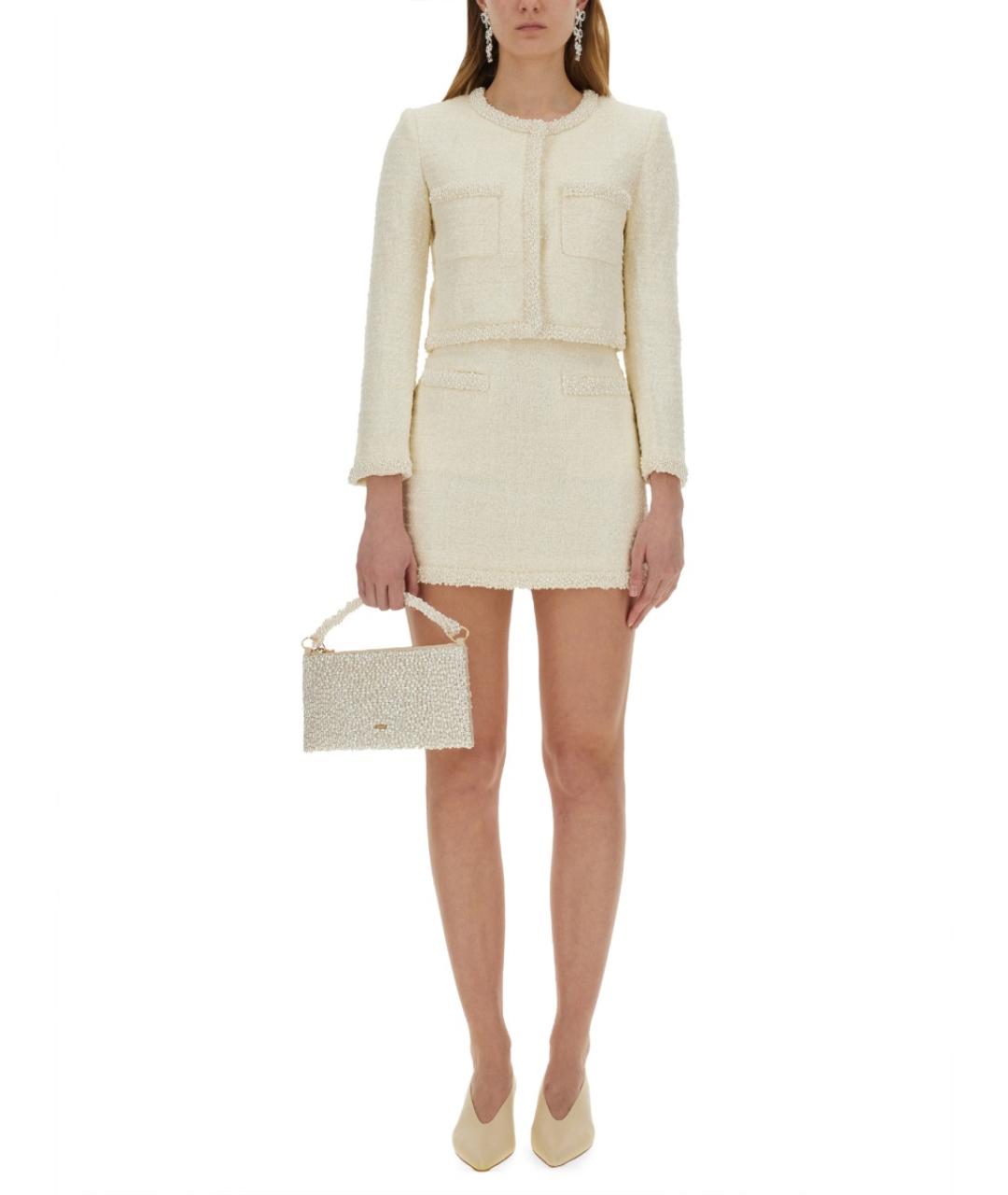 SELF-PORTRAIT Белая полиэстеровая юбка мини, фото 2