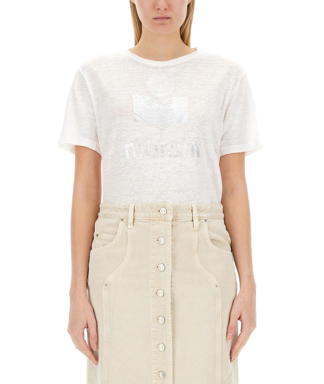 ISABEL MARANT ETOILE Белая льняная футболка, фото 4