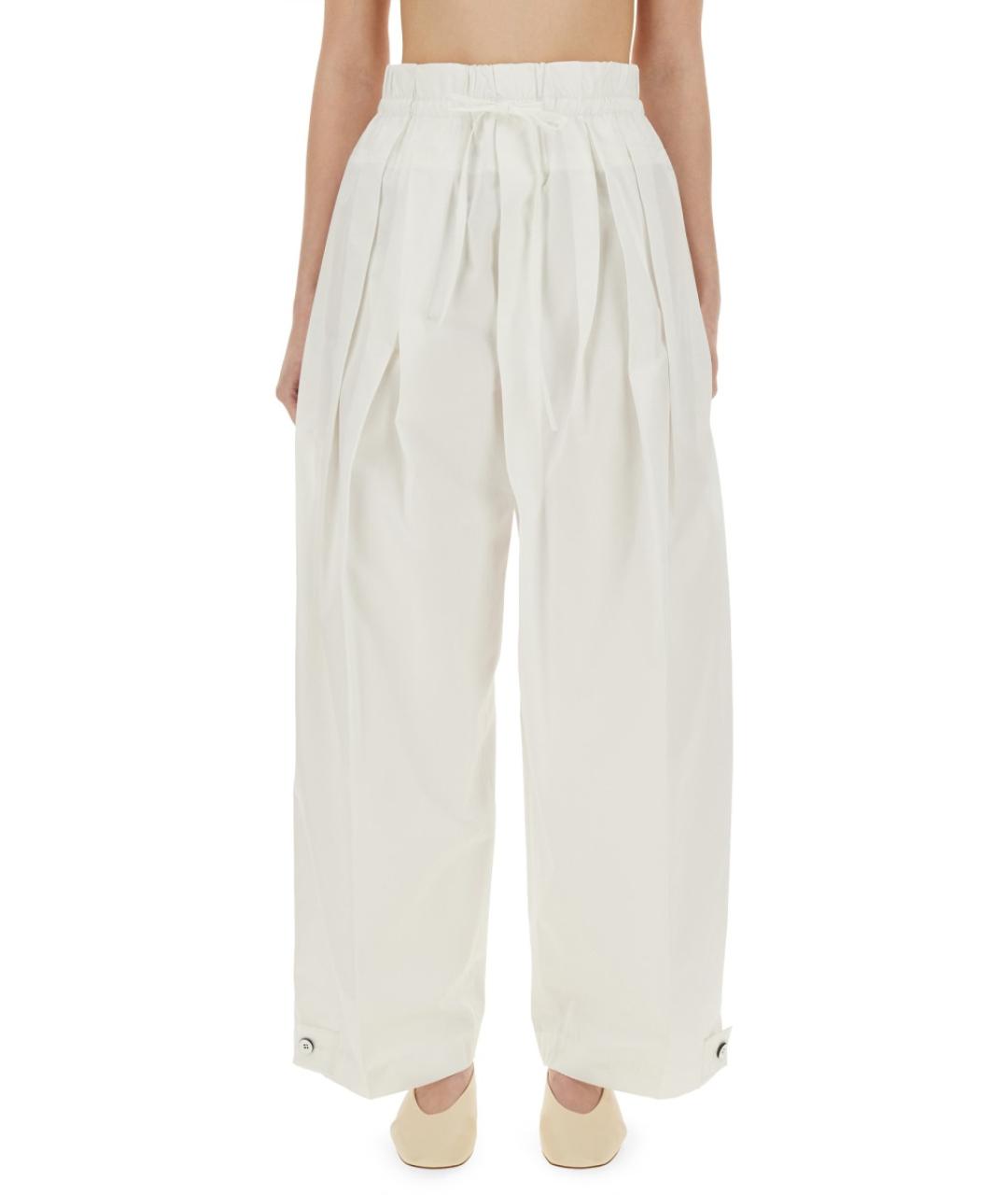 JIL SANDER Белые хлопковые прямые брюки, фото 2